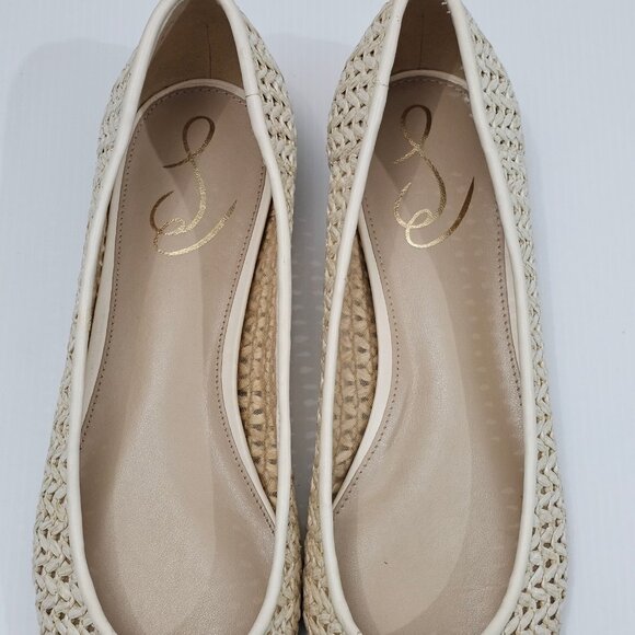 NEW Sam Edelman Wanda Flat Womens 9 Ivory Woven Raffia Pointed Toe Slip On - Picture 9 of 15